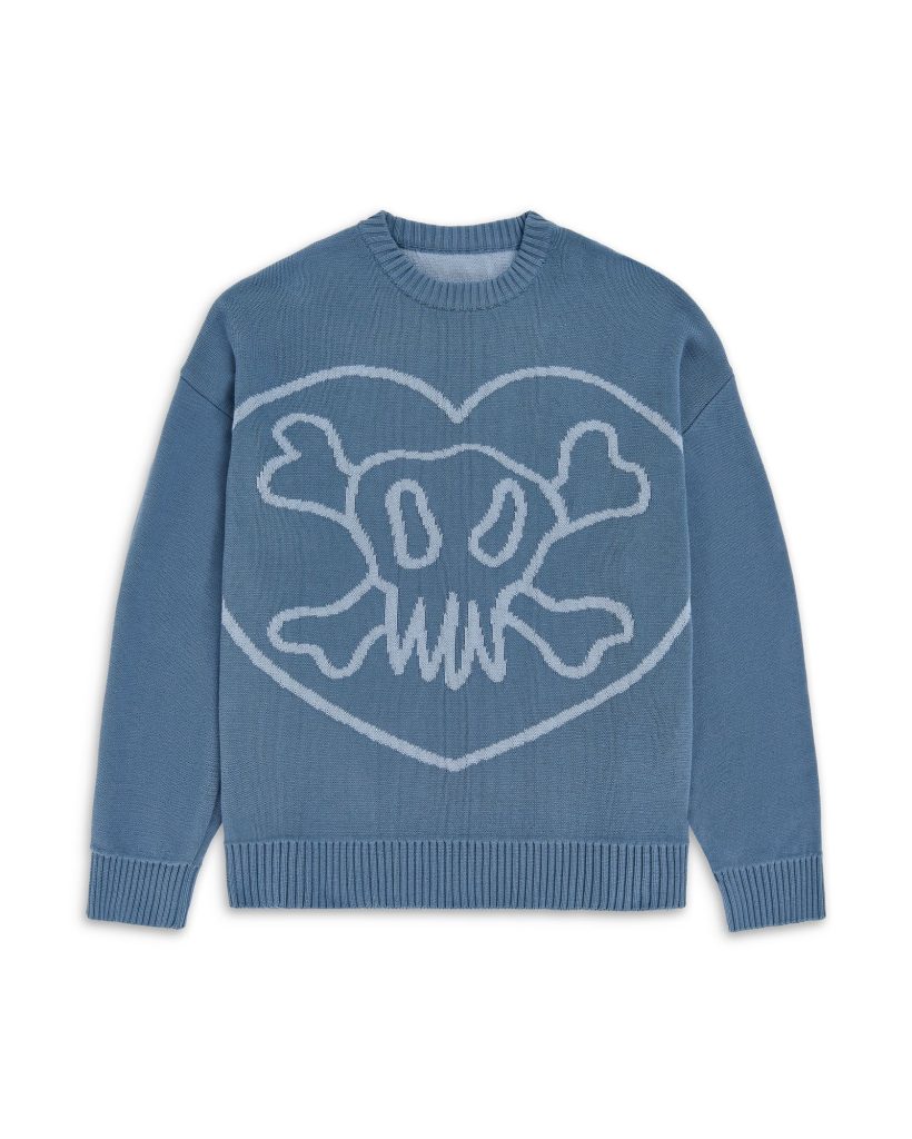 Blue Reversible Skull Sweater